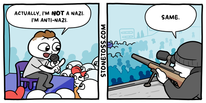 ACTUALLY, I'M NOT A NAZI. I'M ANTI-NAZI. STONETOSS.COM SAME.