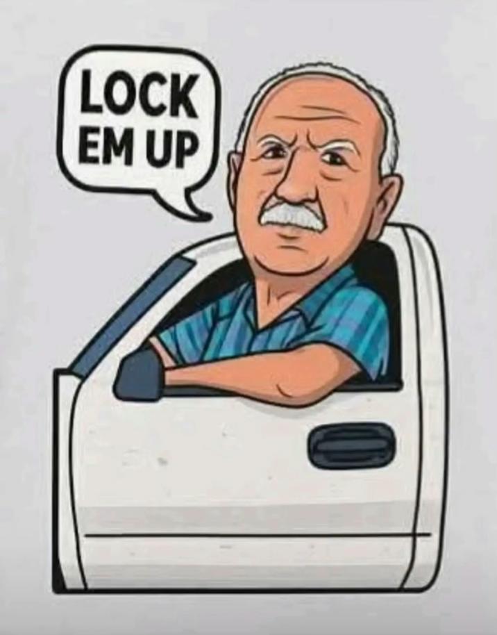 An artistic rendering of the Lock Em Up guy. 