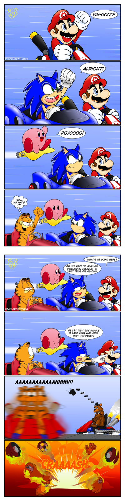 @TAYLORSWITCH64 УЕАН, WE MADE IT! @TAYLORSWITCH64 POYOOOO! СУАНОООО! ALRIGHT! WHAT'S HE DOING HERE? OH, WE HAVE TO GIVE HIM DIRECTIONS BECAUSE HE CAN'T DRIVE ON HIS OWN WE LET THAT GUY HANDLE IT LAST YEAR AND LOOK WHAT HAPPENED? AAAAAAAAAAAAHHHH!!! NO NO NO NO NO CRAAAASH RRRRRRRRRRRR