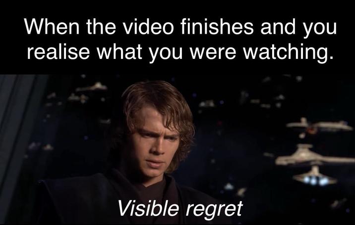 When the video finishes and you realise what you were watching. Visible regret
