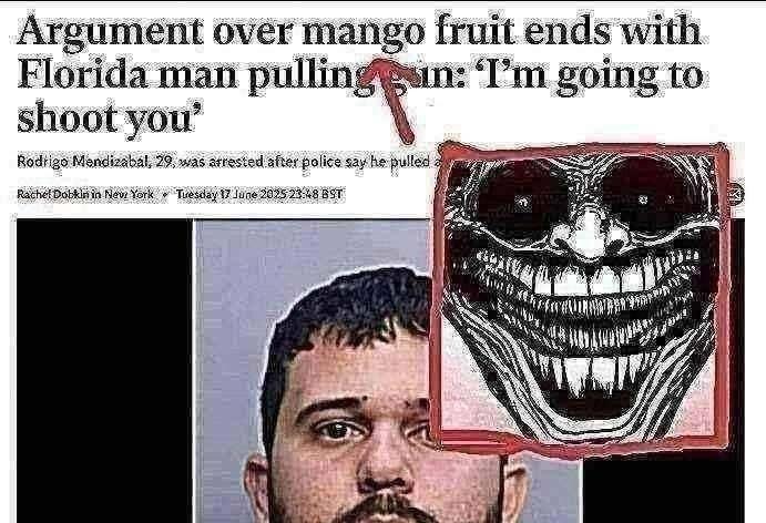 Argument over mango fruit ends with Florida man pullingen: I'm going to shoot you' Rodrigo Mendizabal, 29, was arrested after police say he pulled Rachel Dobkin in New York Tuesday 17 June 2025 23:48 BST