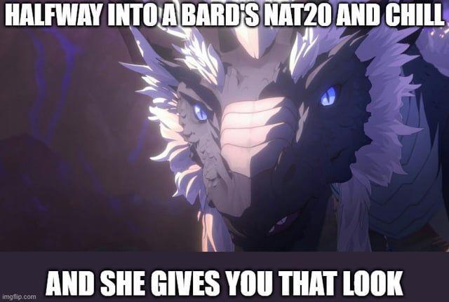 HALFWAY INTO A BARD'S NAT20 AND CHILL imgflip.com AND SHE GIVES YOU THAT LOOK