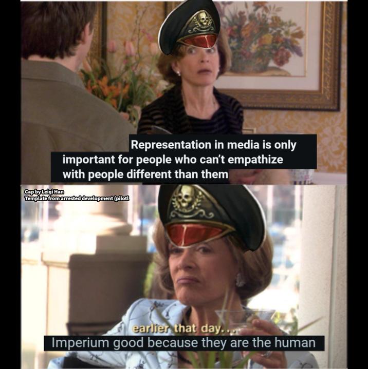 Cap by Leiqi Han Representation in media is only important for people who can't empathize with people different than them Template from arrested development (pilot) earlier that day... Imperium good because they are the human