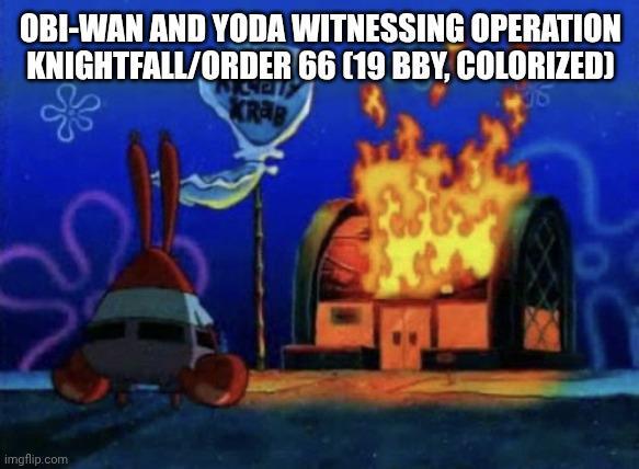 OBI-WAN AND YODA WITNESSING OPERATION KNIGHTFALL/ORDER 66 (19 BBY, COLORIZED) KRAB imgflip.com