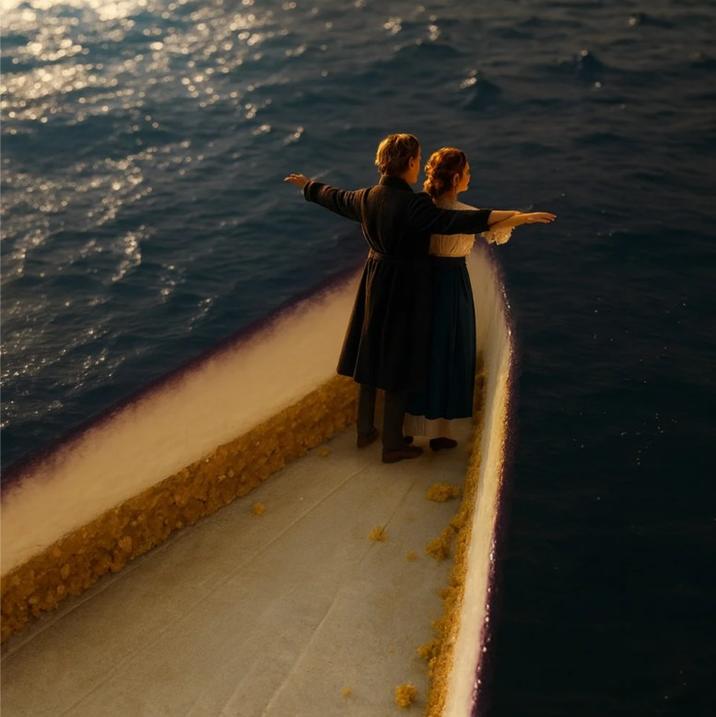 Jack and Rose on the Cheesecake Titanic A photoshop of the cheesecake boat. It references Titanic.