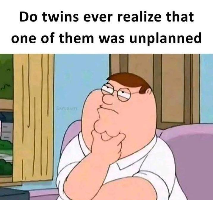 Do twins ever realize that one of them was unplanned Sarcasm க