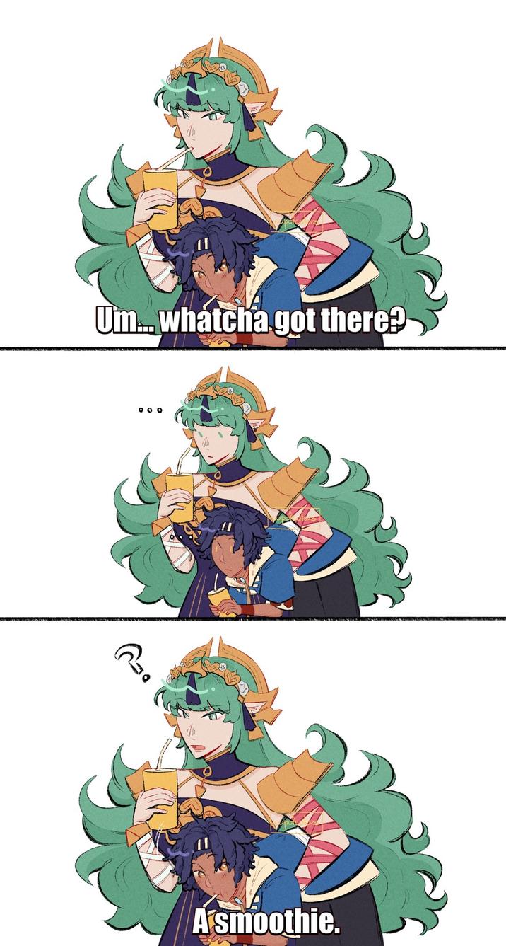 Um... whatcha got there? 000 مدى A smoothie.