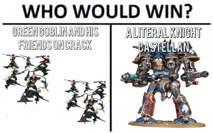 WHO WOULD WIN? GREEN GOBLIN AND HIS FRIENDS ON CRACK ALITERAL KNIGHT CASTELLAN m