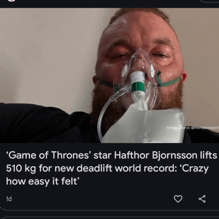 (Image source: @thorbjornsson/ 'Game of Thrones' star Hafthor Bjornsson lifts 510 kg for new deadlift world record: 'Crazy how easy it felt' 1d