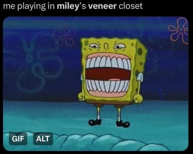 Her teeth though me playing in miley's veneer closet GIF ALT