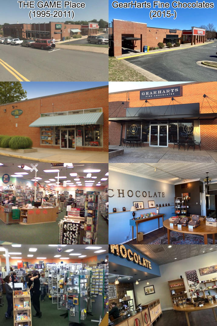 THE GAME Place (1995-2011) 0-1 GearHarts Fine Chocolates (2015-) GEARHARTS STAPLES GEARHARTS FINE CHOCOLATES Inspired by the world 243 E CHOCOLATE AAA MOCOLATE Crafted in Virgi