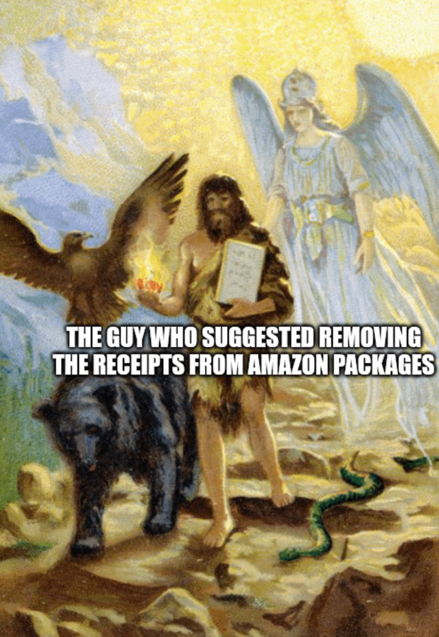 THE GUY WHO SUGGESTED REMOVING THE RECEIPTS FROM AMAZON PACKAGES