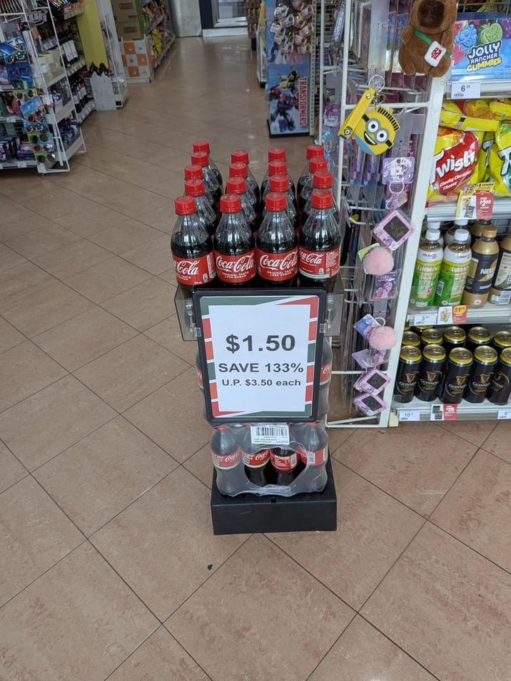 Cola TRANSFORMERS Coca-Cola Coca-Cola ca-Cola $1.50 SAVE 133% U.P. $3.50 each Coc 63 JOLLY RANCHES Wist Che Cheddar ree GREE NES $170 GUIN 25 10
