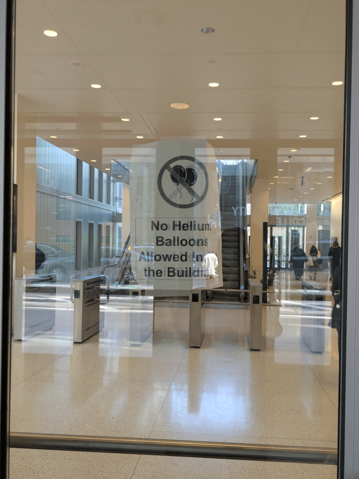 No Helium Balloons Allowed In the Building
