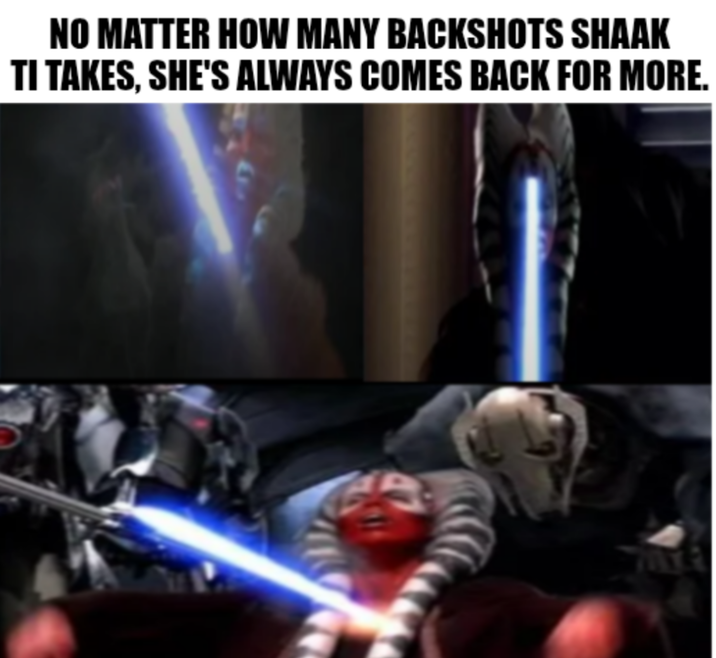 NO MATTER HOW MANY BACKSHOTS SHAAK TI TAKES, SHE'S ALWAYS COMES BACK FOR MORE.