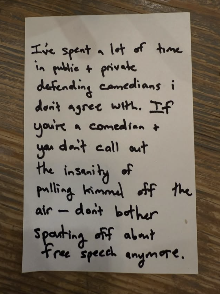 Mike Birbiglia Instagram post An "Instagram":https://knowyourmeme.com/memes/sites/instagram post from comedian Mike Birbiglia about "Jimmy Kimmel":https://knowyourmeme.com/memes/people/jimmy-kimmel being pulled indefinitely from ABC in September 2025, following his comments about the "death of Charlie Kirk":https://knowyourmeme.com/memes/events/charlie-kirk-shooting-at-utah-valley-university and about the suspected shooter, "Tyler Robinson":https://knowyourmeme.com/memes/people/tyler-robinson-suspected-charlie-kirk-shooter.