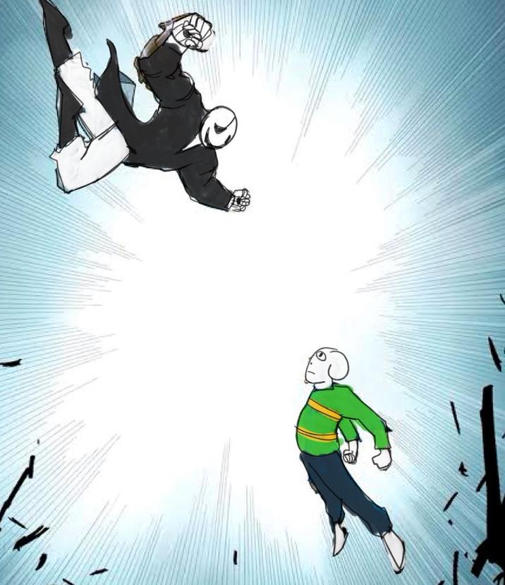 Fan art by tablespectre. The art shows Undertale's Gaster fighting fan-made character Togore.