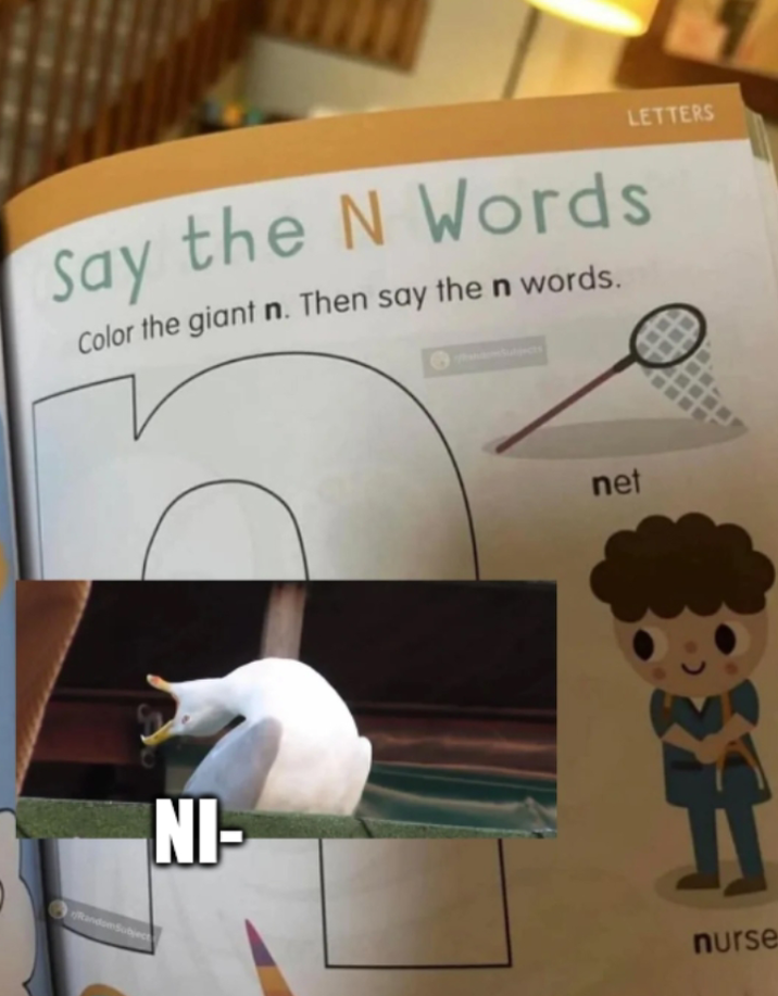 LETTERS Say the N Words Color the giant n. Then say the n words. RandomSubject NI- net nurse