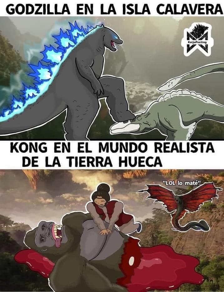 GODZILLA EN LA ISLA CALAVERA KaijuPosting KONG EN EL MUNDO REALISTA DE LA TIERRA HUECA "LOL lo maté"