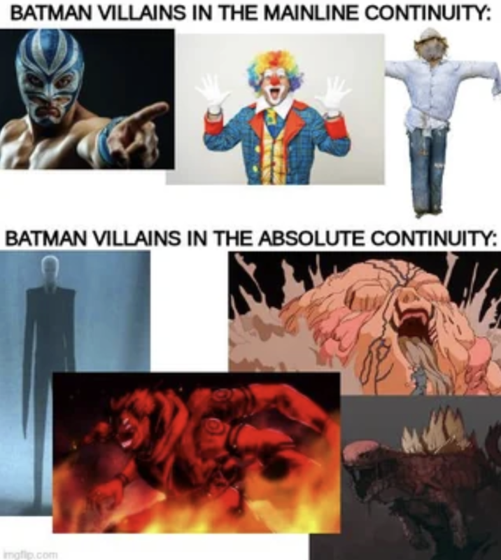 Redditor /u/HouseErikson made a post jokingly comparing Batman villains in the main universe versus the Absolute universe, gathering over 1,000 upvotes in a day.