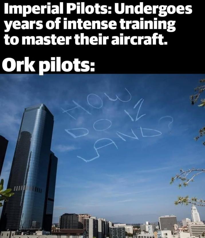 Imperial Pilots: Undergoes years of intense training to master their aircraft. Ork pilots: AND