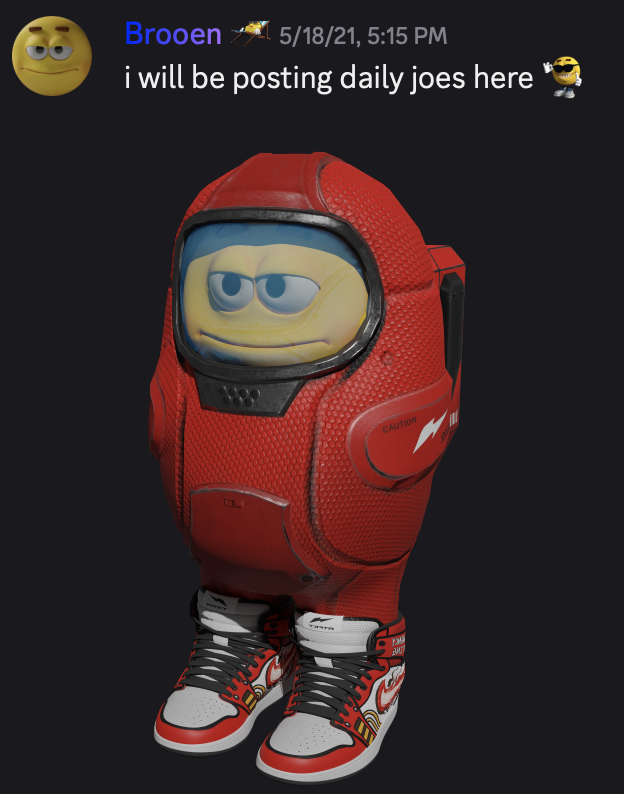 A message in the JOE HUB "Discord":https://knowyourmeme.com/memes/sites/discord server that is currently the earliest known use of the name Joe as the moniker of the EmotiGuy "emoji":https://knowyourmeme.com/memes/emoji and emoticon series from the 2000s.