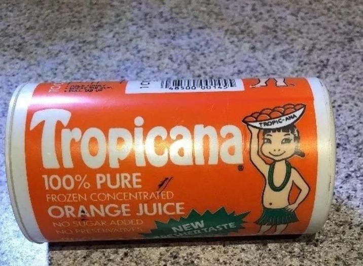 WORKING HULL TABLE Tropicana 100% PURE FROZEN CONCENTRATED ORANGE JUICE NO SUGAR ADDED NO PRESERVATIVES NEW RESHER TASTE TROPIC-ANA