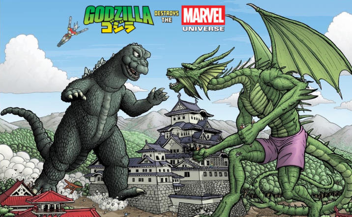 A GODZILLA 55 DESTROYS THE MARVEL UNIVERSE