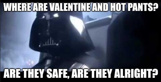 WHERE ARE VALENTINE AND HOT PANTS? ARE THEY SAFE. ARE THEY ALRIGHT?
