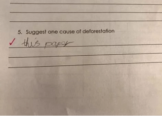 5. Suggest one cause of deforestation this paper