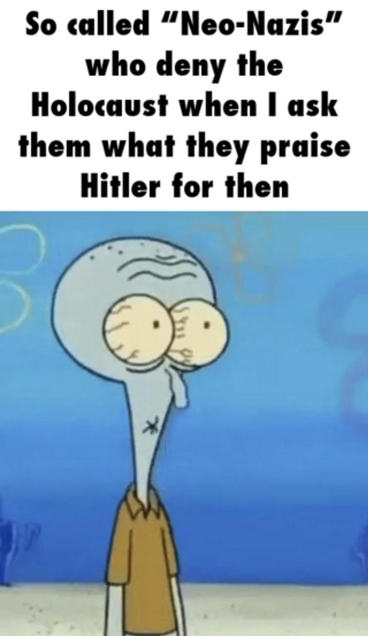 * So called "Neo-Nazis" who deny the Holocaust when I ask them what they praise Hitler for then