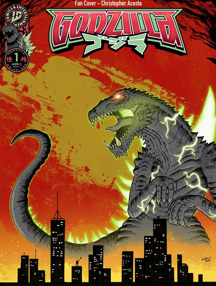 וי " ::!! 101 2025 GODZILLA 怪 1 精 $4.99US COVER C -SE ERA COMICS RTAIN INME Fan Cover - Christopher Acosta DA www