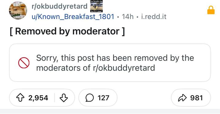 OK New ERWARD r/okbuddyretard Can Harambe stop the GTA V plane? u/Known Breakfast_1801 14h.i.redd.it • [Removed by moderator] Sorry, this post has been removed by the moderators of r/okbuddyretard 2,954 127 ✈ 981