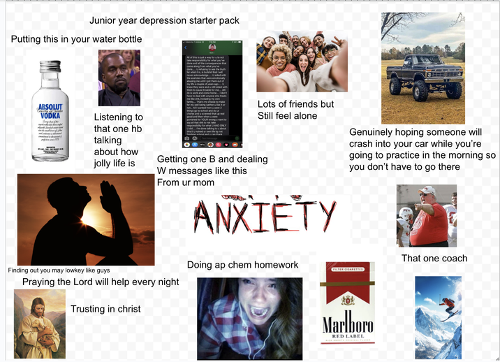 Junior year depression starter pack Putting this in your water bottle ll Metro by T-Mobile 1:10 PM ABSOLUT Country of Sweden VODKA Every drop of this superbredka has been crafted ly with hedish winter heal near the small town of fis and continues a determined ammitment to the pursuit of perfection since 1879 IMPORTED 40% ALC./VOL, (80 PROOF) 50 ML Listening to that one hb talking about how jolly life is Mam All of this is just a way for u to not take responsibility for what you've done and all the consequences that came along from what you've done..... U refusing to see the truth for what it is, is b------- that I will never acknowledge..... U sided with the assholes that were emotionally abusing me until I got them out of my life a couple of years ago...... U knew they were and u still sided with them to cause trouble for me..... All I do is work and come home.... I don't have to deal with anyone who treats me like s---, including my own family.... That's my choice to make for my well being wether u like it or not... All I wanted from u were 2 things go to school and do ur chores and u screwed that up real good and then when u were punished for YOUR wrong u want to say all that s--- to not take responsibility for what U AND ONLY U did..... I'm done talking to u about this!!! U ruined ur own life by not finishing school and u can thank 0 A Text Message Lots of friends but Still feel alone Getting one B and dealing W messages like this From ur mom ANXIETY Genuinely hoping someone will crash into your car while you're going to practice in the morning so you don't have to go there Finding out you may lowkey like guys Praying the Lord will help every night Trusting in christ Doing ap chem homework FILTER CIGARETTES Marlboro RED LABEL RICH SMOOTH ORIGINAL FLAVOR That one coach