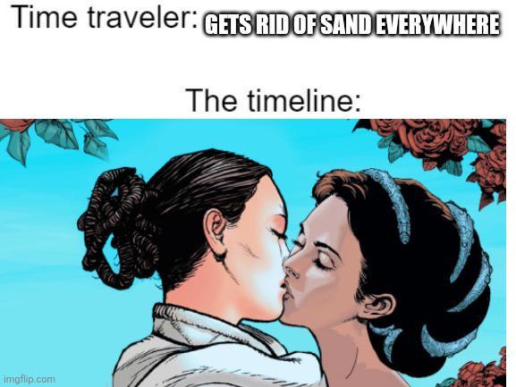 Time traveler: GETS RID OF SAND EVERYWHERE The timeline: imgflip.com