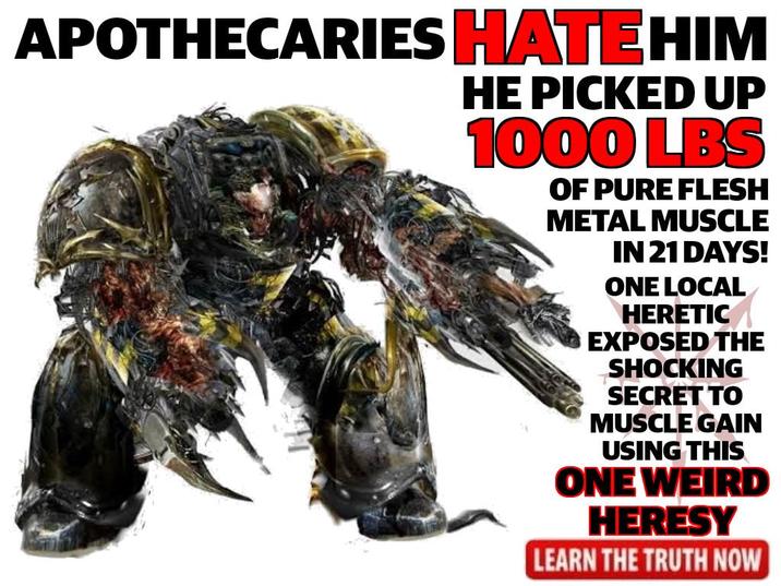 APOTHECARIES HATE HIM HE PICKED UP 1000 LBS OF PURE FLESH METAL MUSCLE IN 21 DAYS! ONE LOCAL HERETIC EXPOSED THE SHOCKING SECRET TO MUSCLE GAIN USING THIS ONE WEIRD HERESY LEARN THE TRUTH NOW