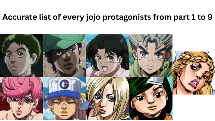 Accurate list of every jojo protagonists from part 1 to 9 G