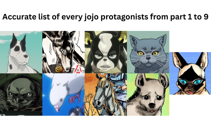 Accurate list of every jojo protagonists from part 1 to 9