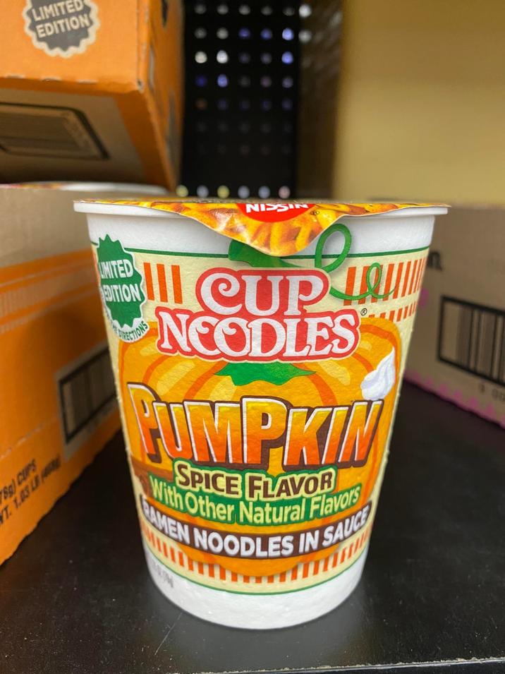 BA) CUPS T. 1.03 LB LIMITE EDITION NISSIN LIMITED EDITION DIRECTIONS CUPA NEODLES FUMPKIN SPICE FLAVOR With Other Natural Flavors RAMEN NOODLES IN SAUCE