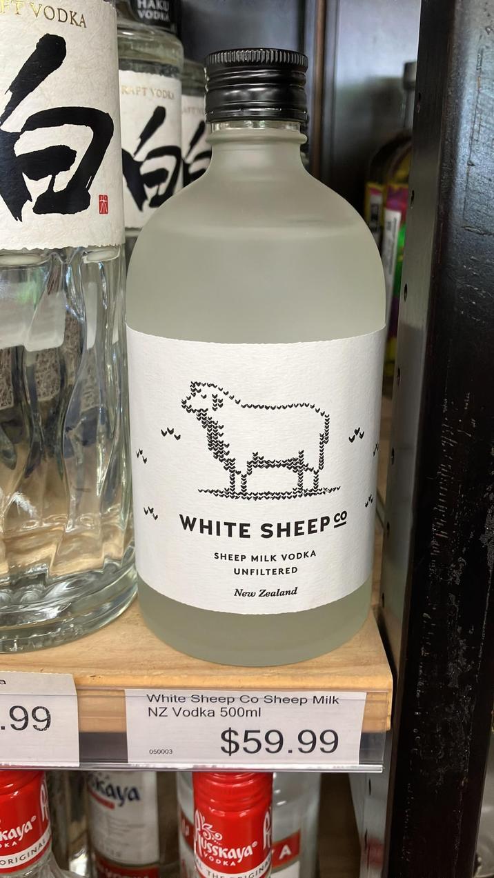 FT VODKA HAK VODE RAPT YOD 白的 a دفر ㄓˇ WHITE SHEEP CO SHEEP MILK VODKA UNFILTERED New Zealand .99 Kaya Ⓡ ORIGINAL Kaya White Sheep Co Sheep Milk NZ Vodka 500ml 050003 $59.99 usskaya GINA