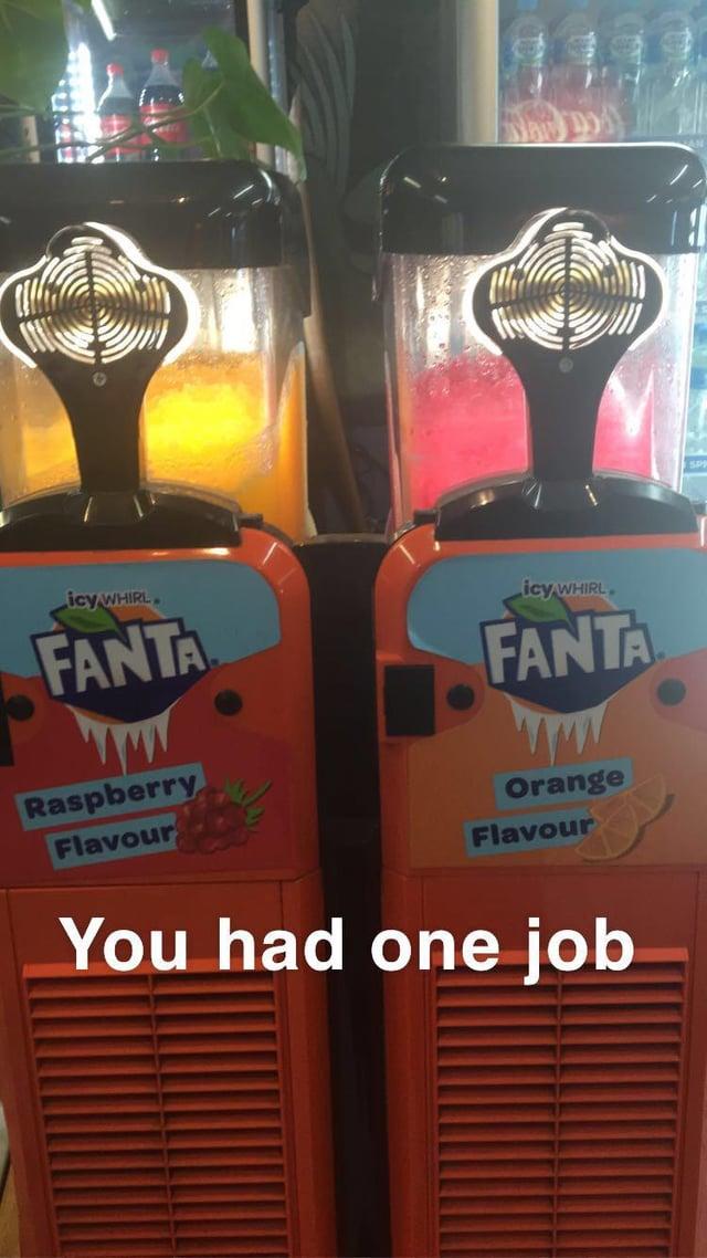 icy WHIRL FANTA icy WHIRL FANTA Raspberry Flavour Orange Flavour You had one job
