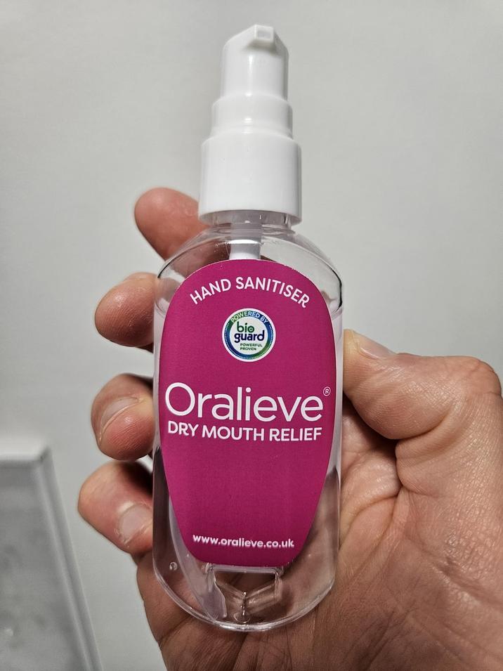 HAND SANITISER POWERED BY bio guard POWERFUL PROVEN Oralieve DRY MOUTH RELIEF www.oralieve.co.uk