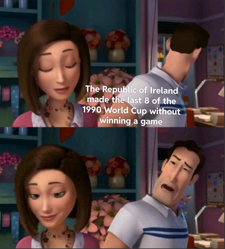 The Republic of Ireland made the last 8 of the 1990 World Cup without winning a game