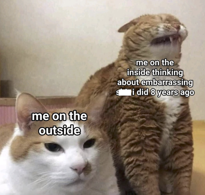 me on the outside me on the inside thinking about embarrassing Si did 8 years ago