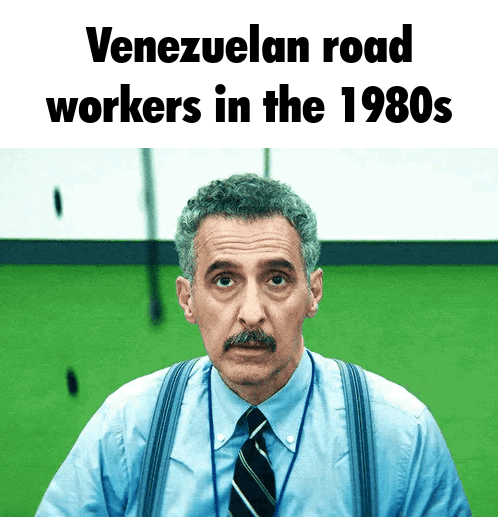 Venezuelan road workers in the 1980s