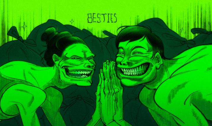 X user @CARNIVILL tweeted fan art depicting two characters from the game _No I'm Not A Human_ alongside the caption, "Cat person & dog person friendship," gathering over 13,000 likes in two days.