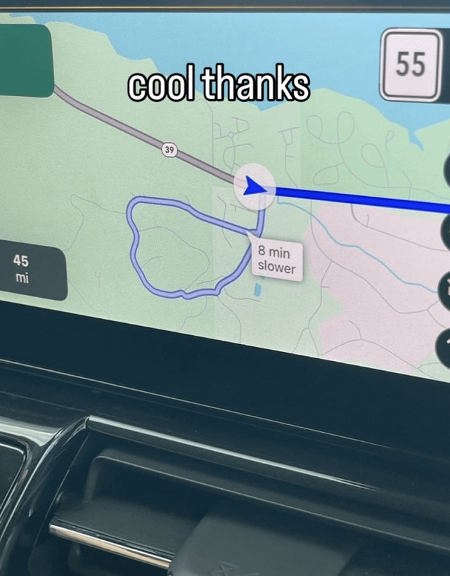 45 mi cool thanks 55 55 39 8 min slower