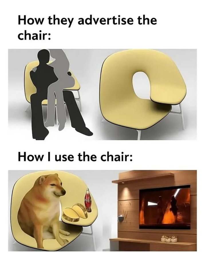 How they advertise the chair: How I use the chair: