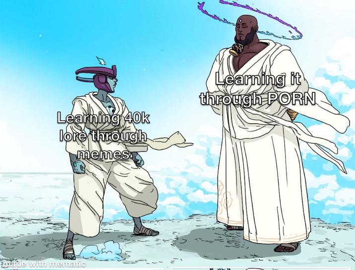 Learning it Learning 40k lore through memes through P--- made with mematic