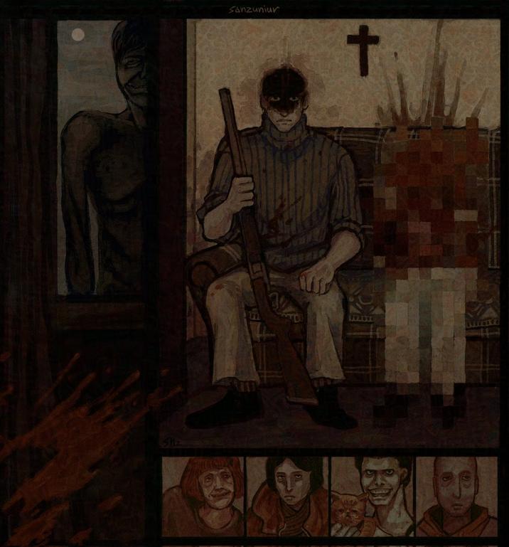 X user @sharkker_dude posted fan art inspired by the video game _No I'm Not A Human_, gathering over 60,000 likes in a week.